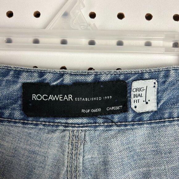 Rocawear Baggy Jean Shorts Sz 40 Light Wash Stash Jorts Wide Leg Skate Y2K - Picture 6 of 7